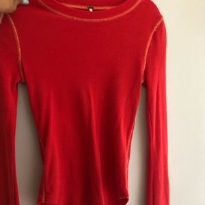 We the Free Red Long Sleeve Thermal Shirt